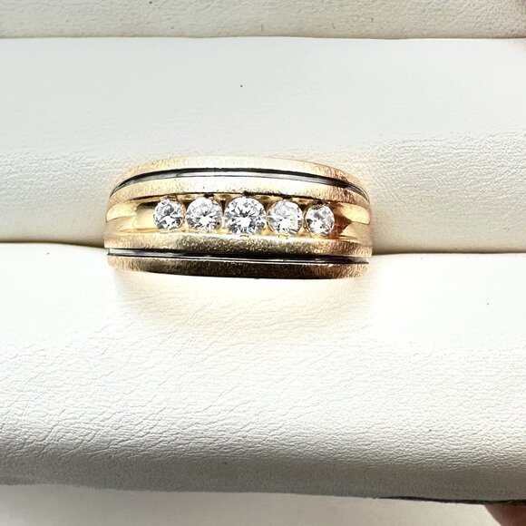 Men's 14k Gold Channel Set Diamond Wedding Band 7.59 Grams Size 11.5 - Picture 6 of 10